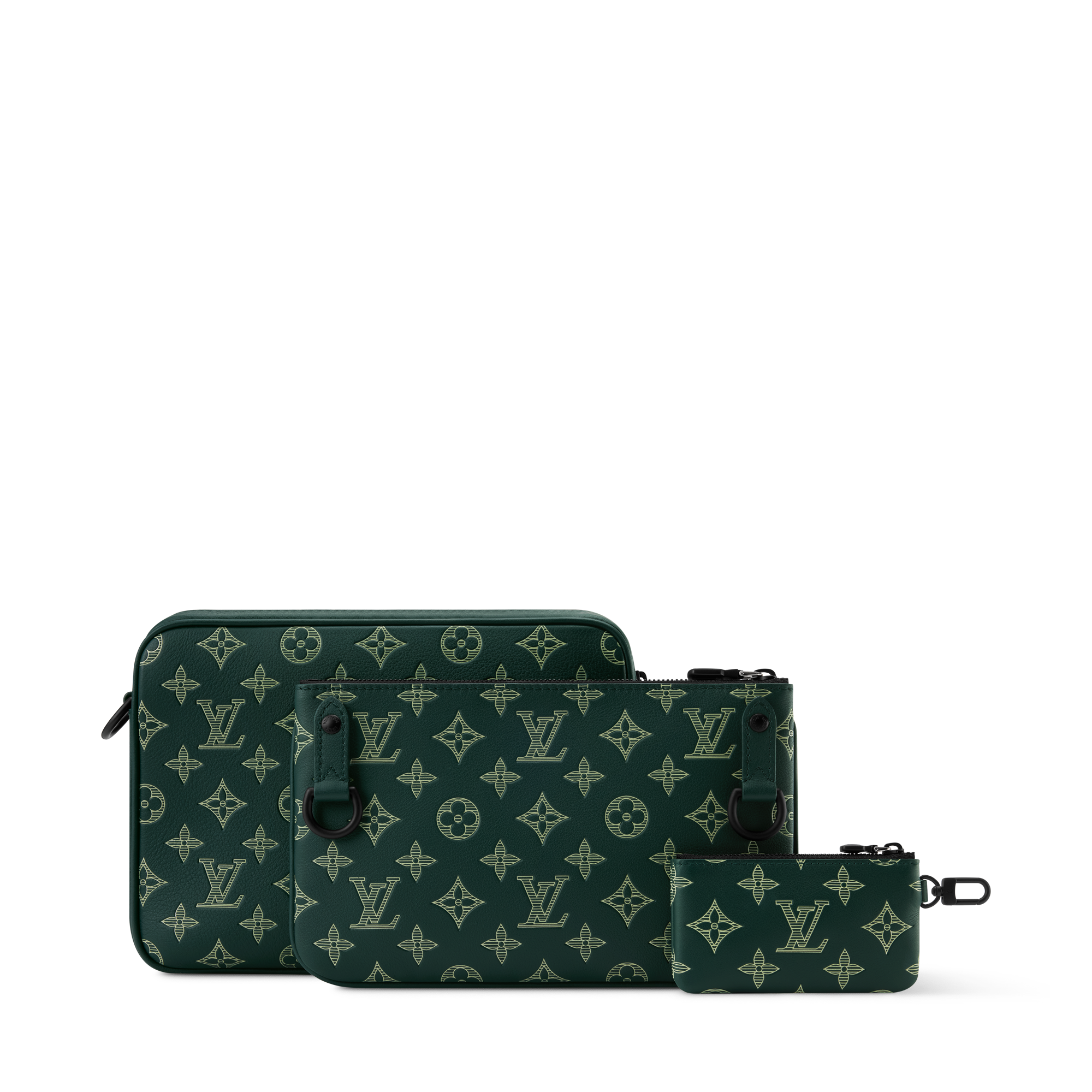 Louis Vuitton メッセンジャーバッグ オリーブグリーン Trio Messenger Bag - Luxury Monogram Shadow Leather Green | LOUIS
